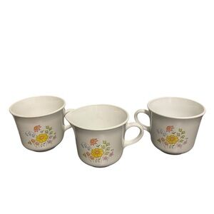 Corelle Indian Summer Vintage Tea Cups and Creamer Set 3 Piece Floral Vitrelle